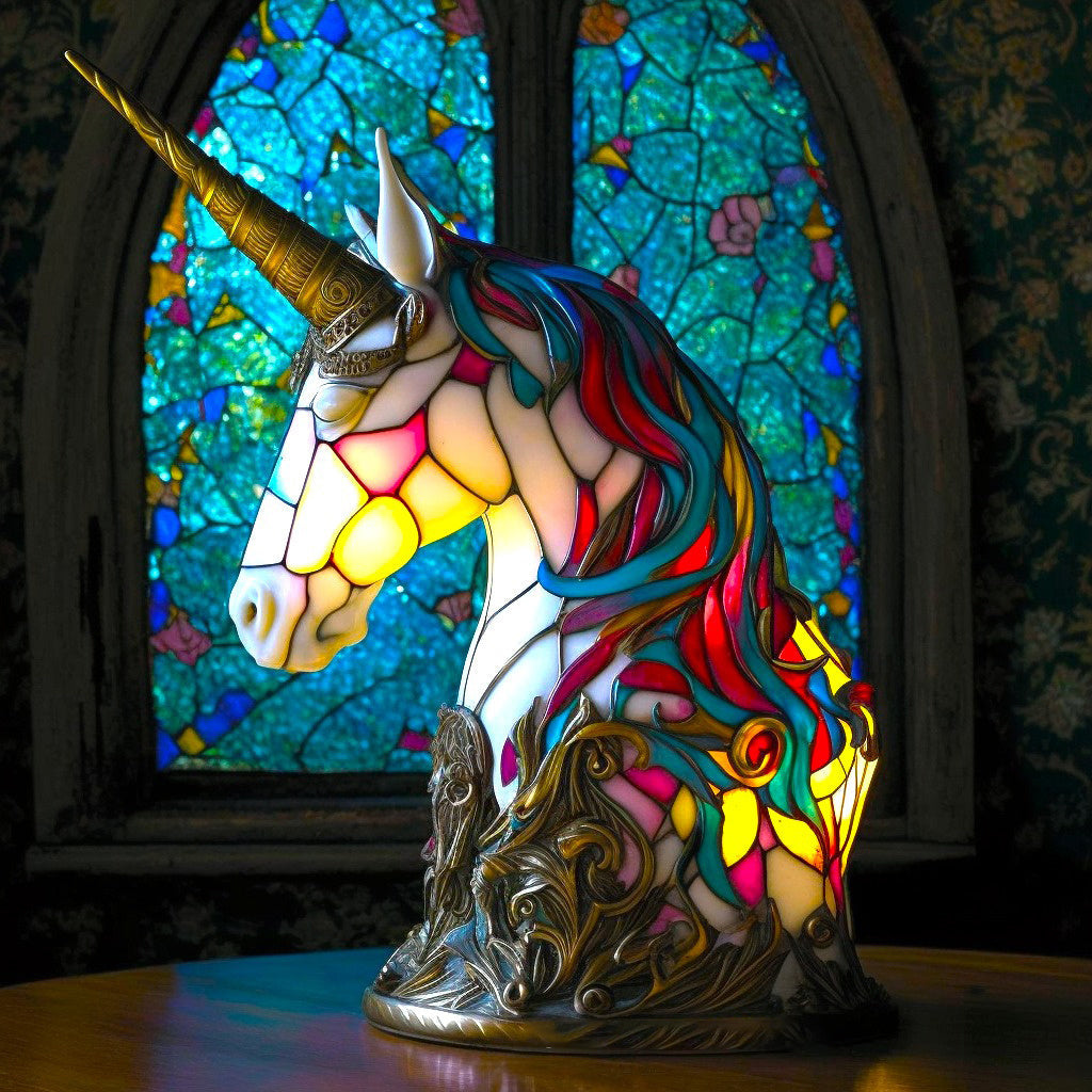Table Lamp Animal Stained Glass Style LED Accent Light