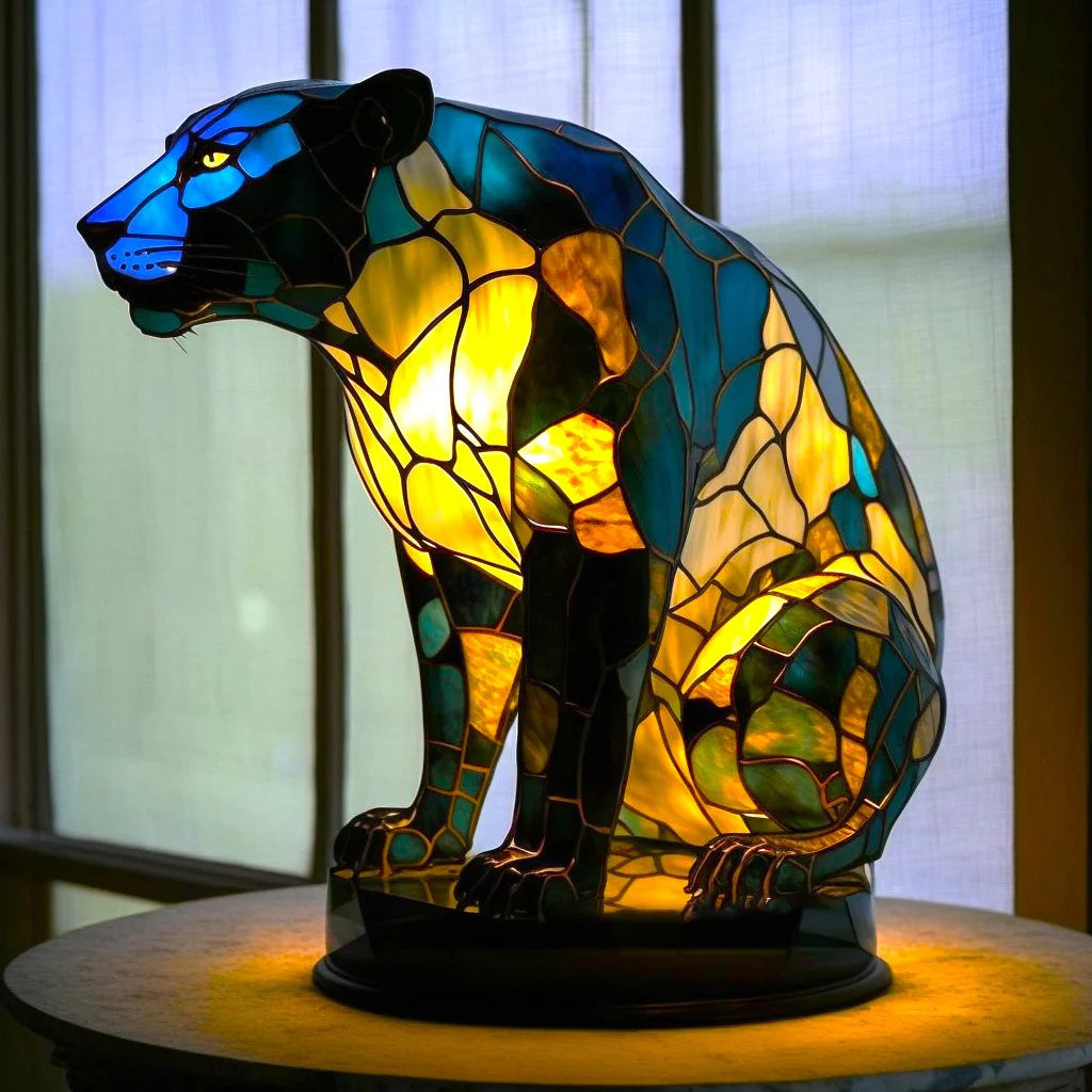 Stained Glass Table Lamp Decorative Animal Design for Bedroom Nightstands 13