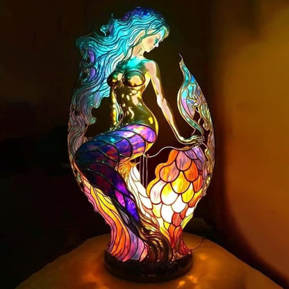 Table Lamp Animal Stained Glass Style LED Accent Light