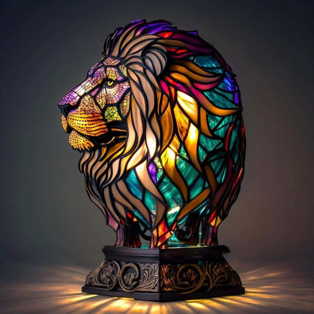 Table Lamp Animal Stained Glass Style LED Accent Light