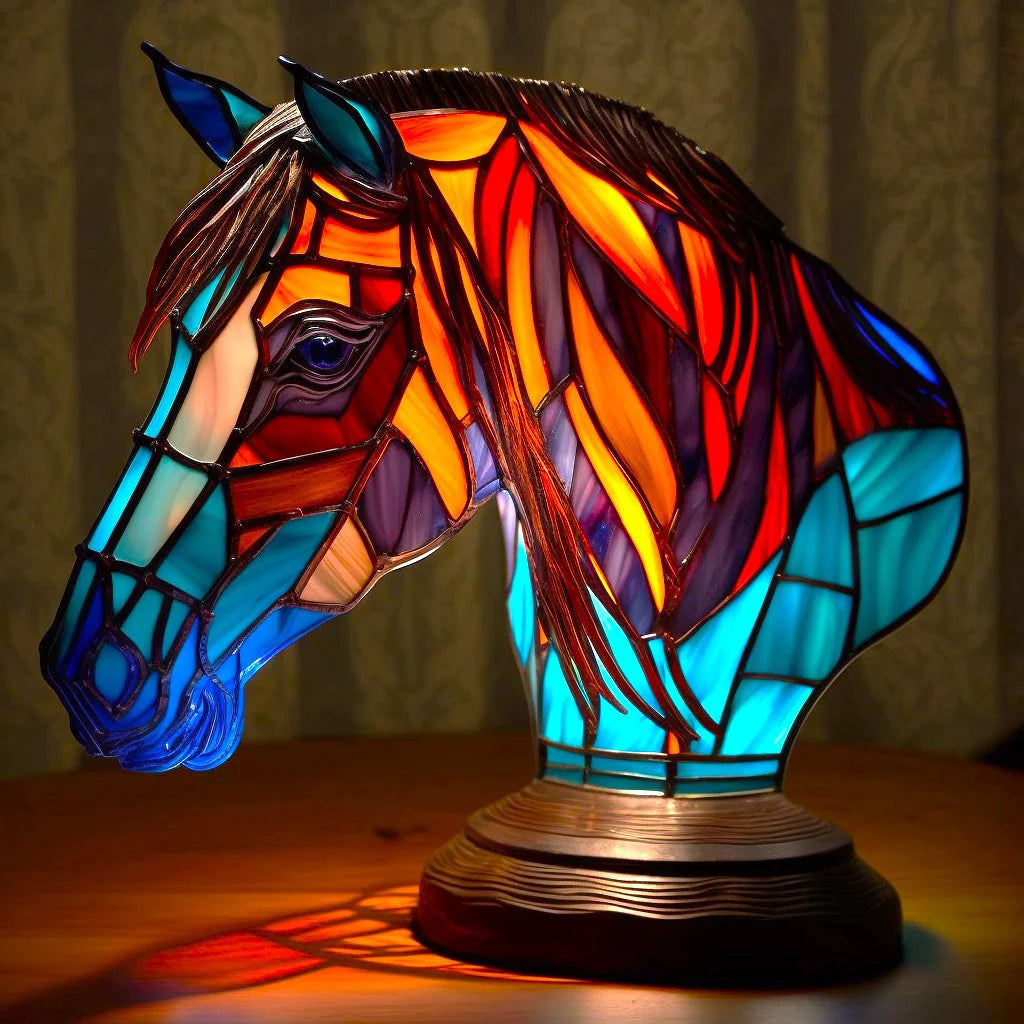 Table Lamp Animal Stained Glass Style LED Accent Light