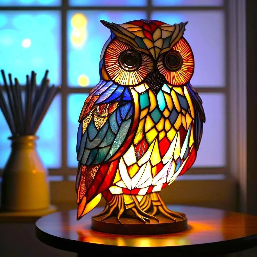 Table Lamp Animal Stained Glass Style LED Accent Light