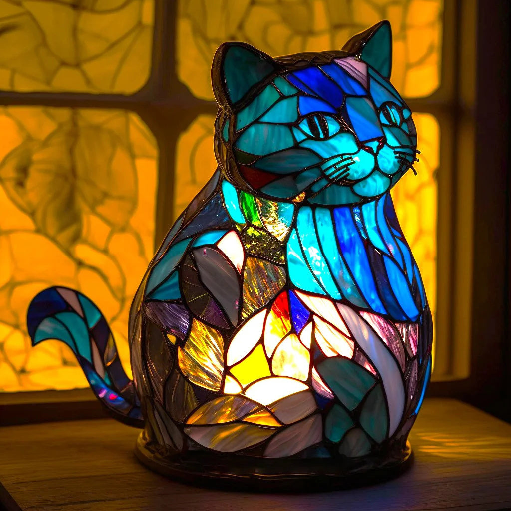 Table Lamp Animal Stained Glass Style LED Accent Light