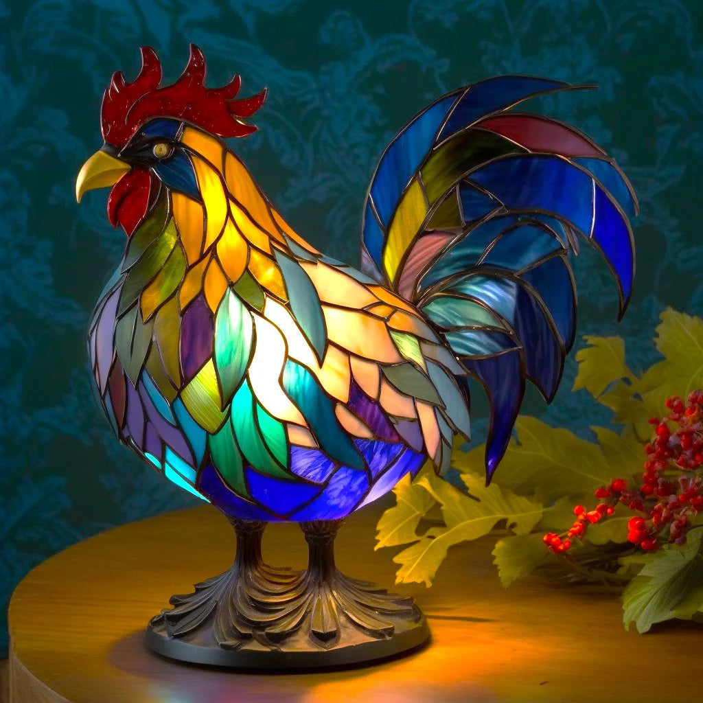 Table Lamp Animal Stained Glass Style LED Accent Light