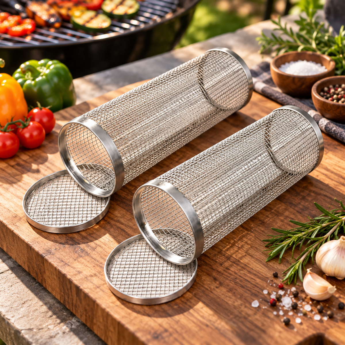 Cesta de acero inoxidable para parrilla, ideal para camping y fácil de limpiar