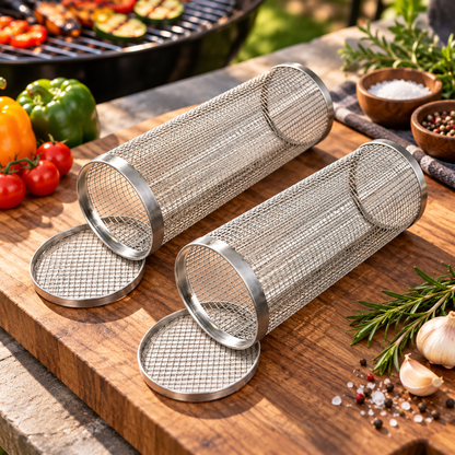 Cesta de acero inoxidable para parrilla, ideal para camping y fácil de limpiar