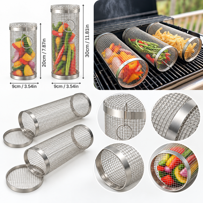 Cesta de acero inoxidable para parrilla, ideal para camping y fácil de limpiar