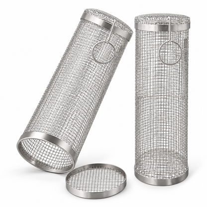 Cesta de acero inoxidable para parrilla, ideal para camping y fácil de limpiar