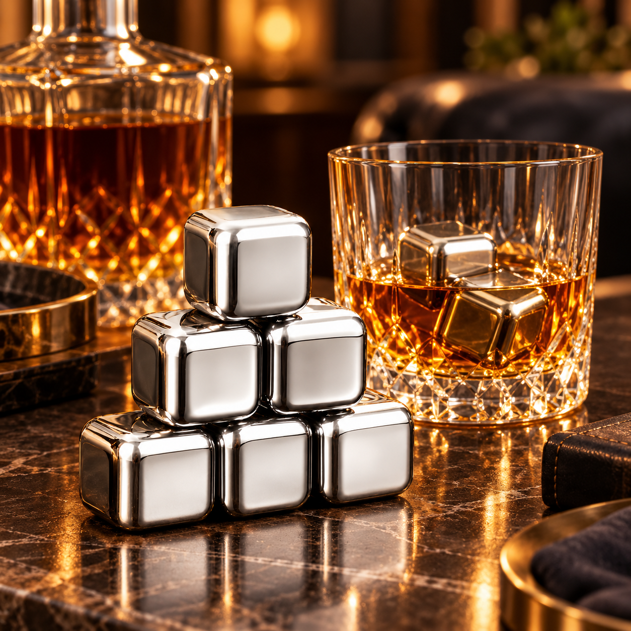 Stainless Steel Whiskey Stones Set Food Safe Reusable