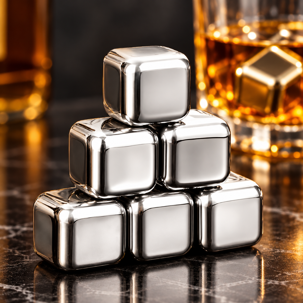 Stainless Steel Whiskey Stones Set Food Safe Reusable