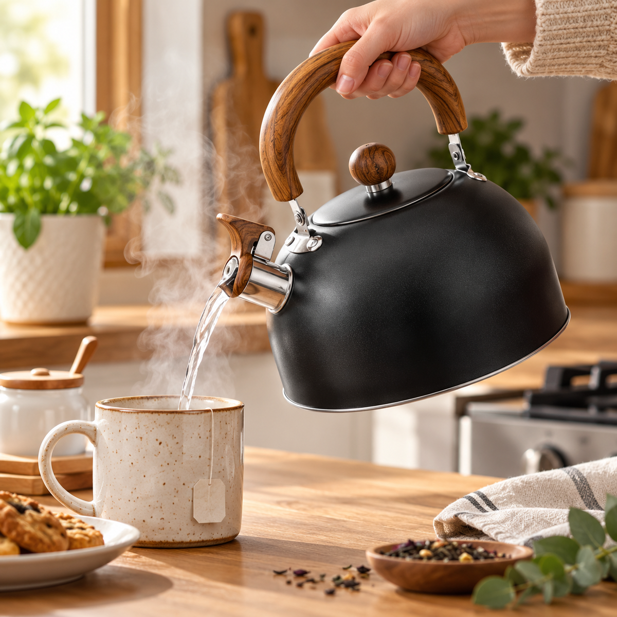 Stainless Steel Whistling Kettle Durable Stove Top Kitchen