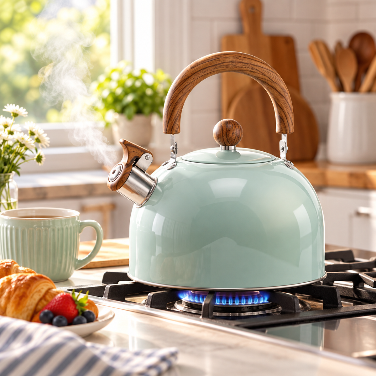Stainless Steel Whistling Kettle Durable Stove Top Kitchen