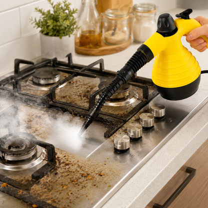 Pulitore a vapore per imbottiti, pavimenti e cucina, design compatto