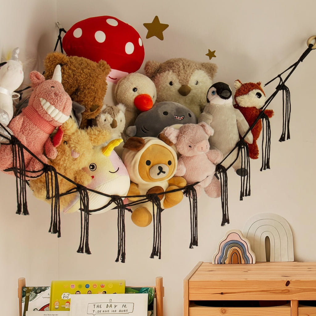 Hängematte Spielzeug Aufbewahrung Makramee Netz Kuscheltiere