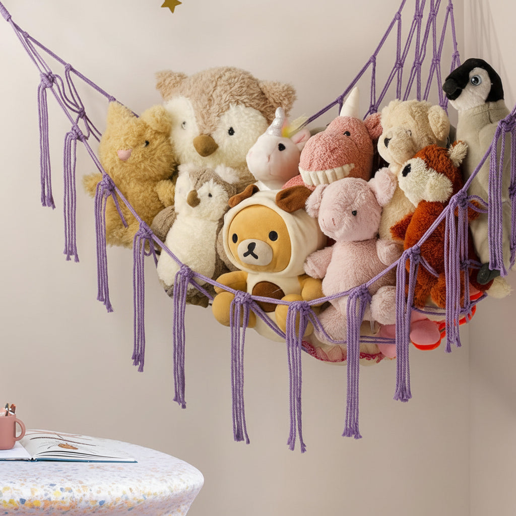 Hängematte Spielzeug Aufbewahrung Makramee Netz Kuscheltiere – DecorsDeluxe