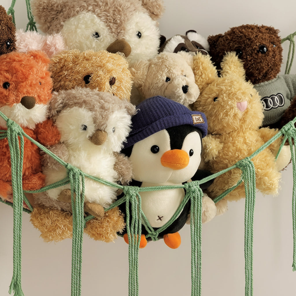 Hängematte Spielzeug Aufbewahrung Makramee Netz Kuscheltiere – DecorsDeluxe