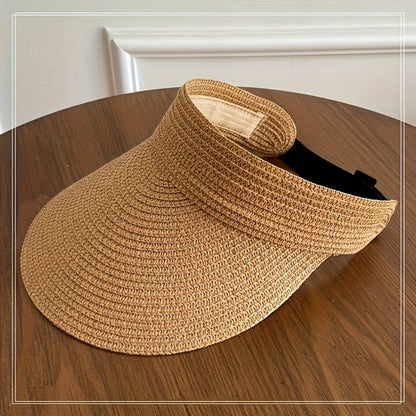 Sun Hat Wide Brim Foldable Straw Visor
