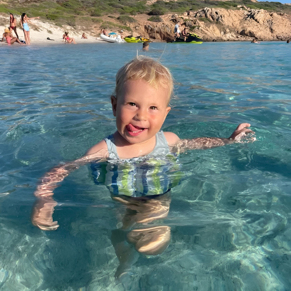 Colete de Natação Infantil Flutuante com Proteção UV para Treino