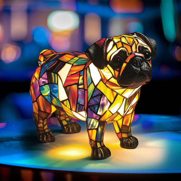 Lampada da tavolo Decorativa in resina con figura di cane Luce d'accento
