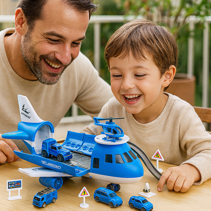 Set di gioco con aereo veicolo per trasporto bambini azione