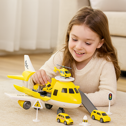Set di gioco con aereo veicolo per trasporto bambini azione