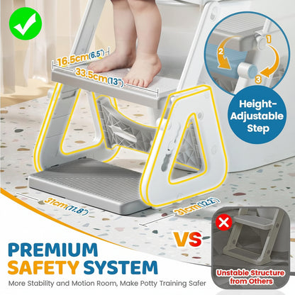 Toilet Training Seat Toddler Step Ladder Adjustable Height