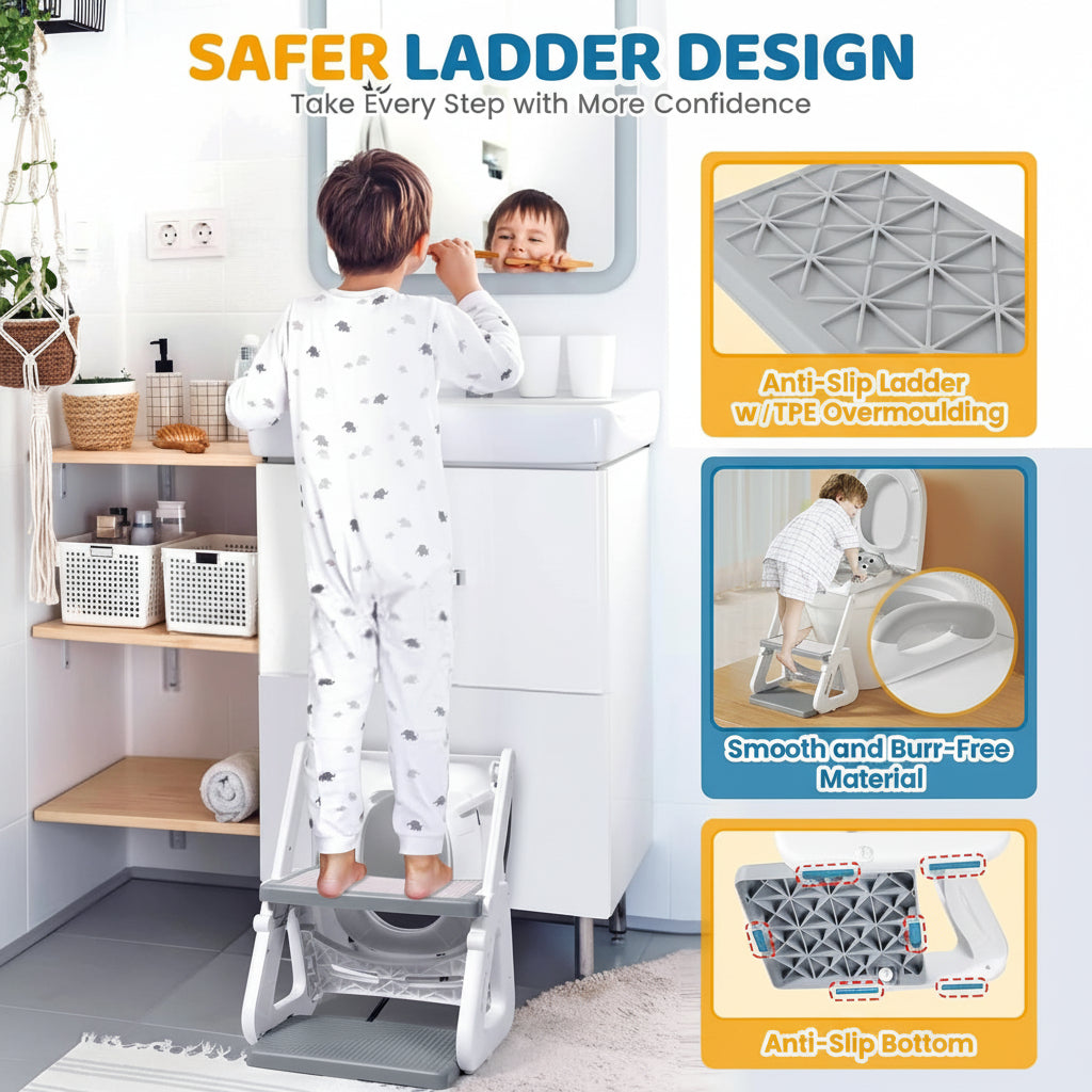 Toilet Training Seat Toddler Step Ladder Adjustable Height
