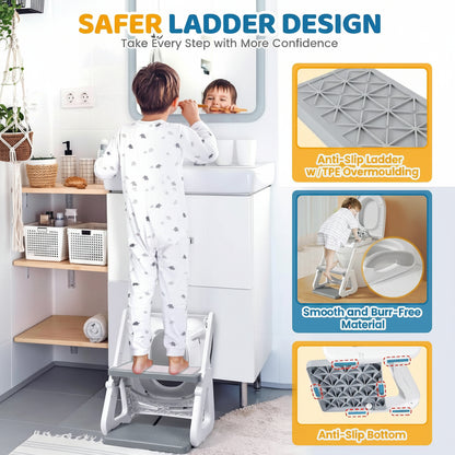 Toilet Training Seat Toddler Step Ladder Adjustable Height
