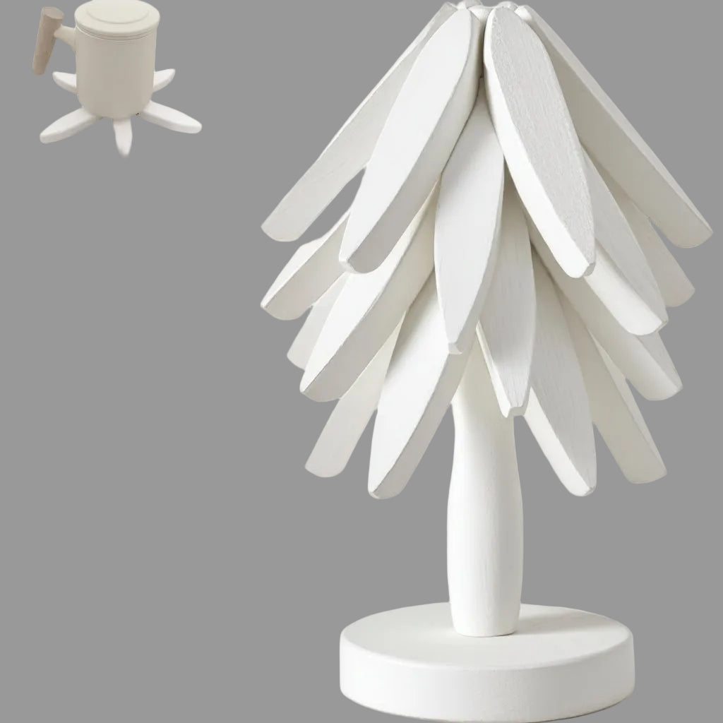 Set di Sottopentola in Legno Resistente al Calore con Design a Albero Pieghevole