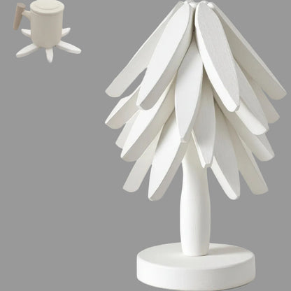 Set di Sottopentola in Legno Resistente al Calore con Design a Albero Pieghevole