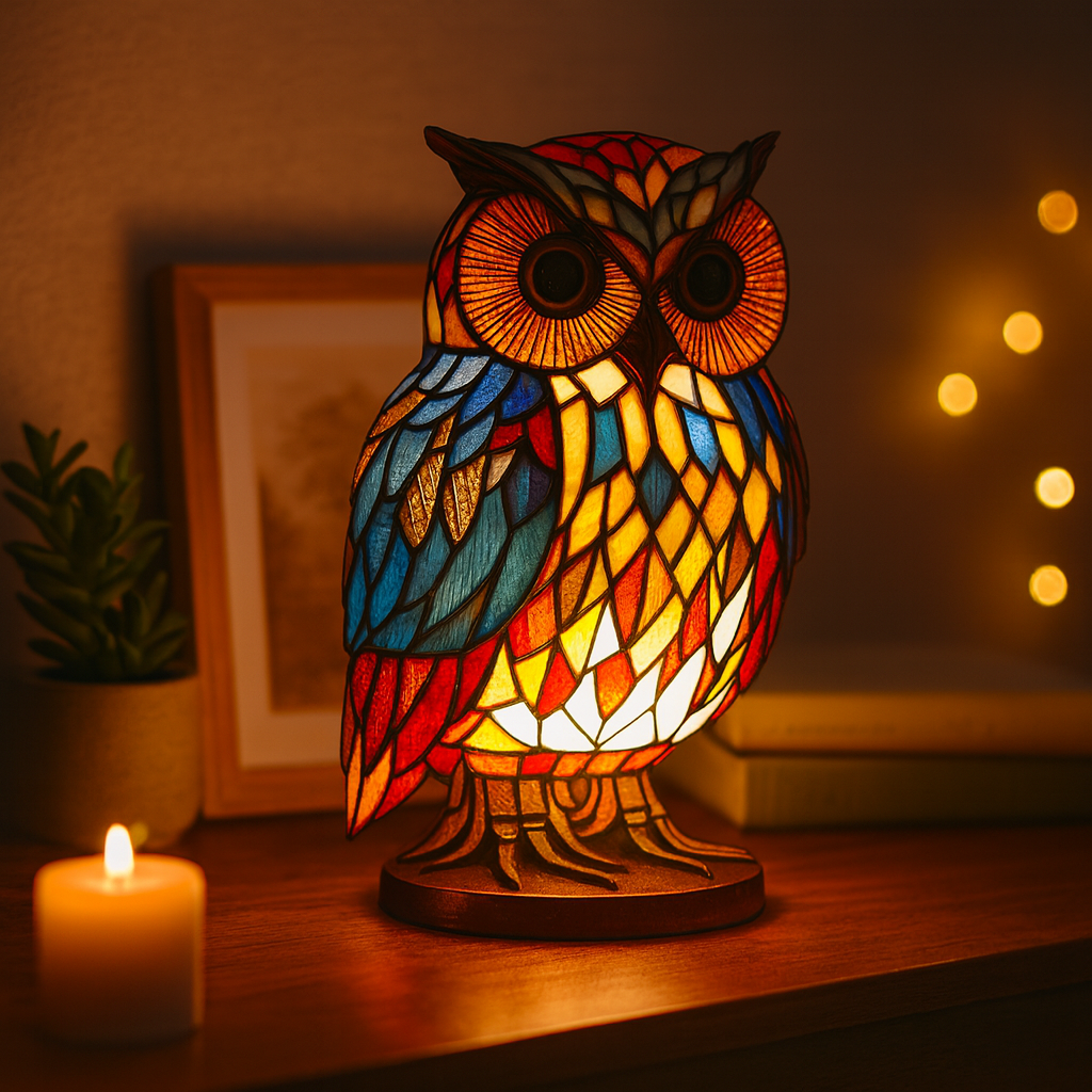 Table Lamp Animal Stained Glass Effect Decorative Light