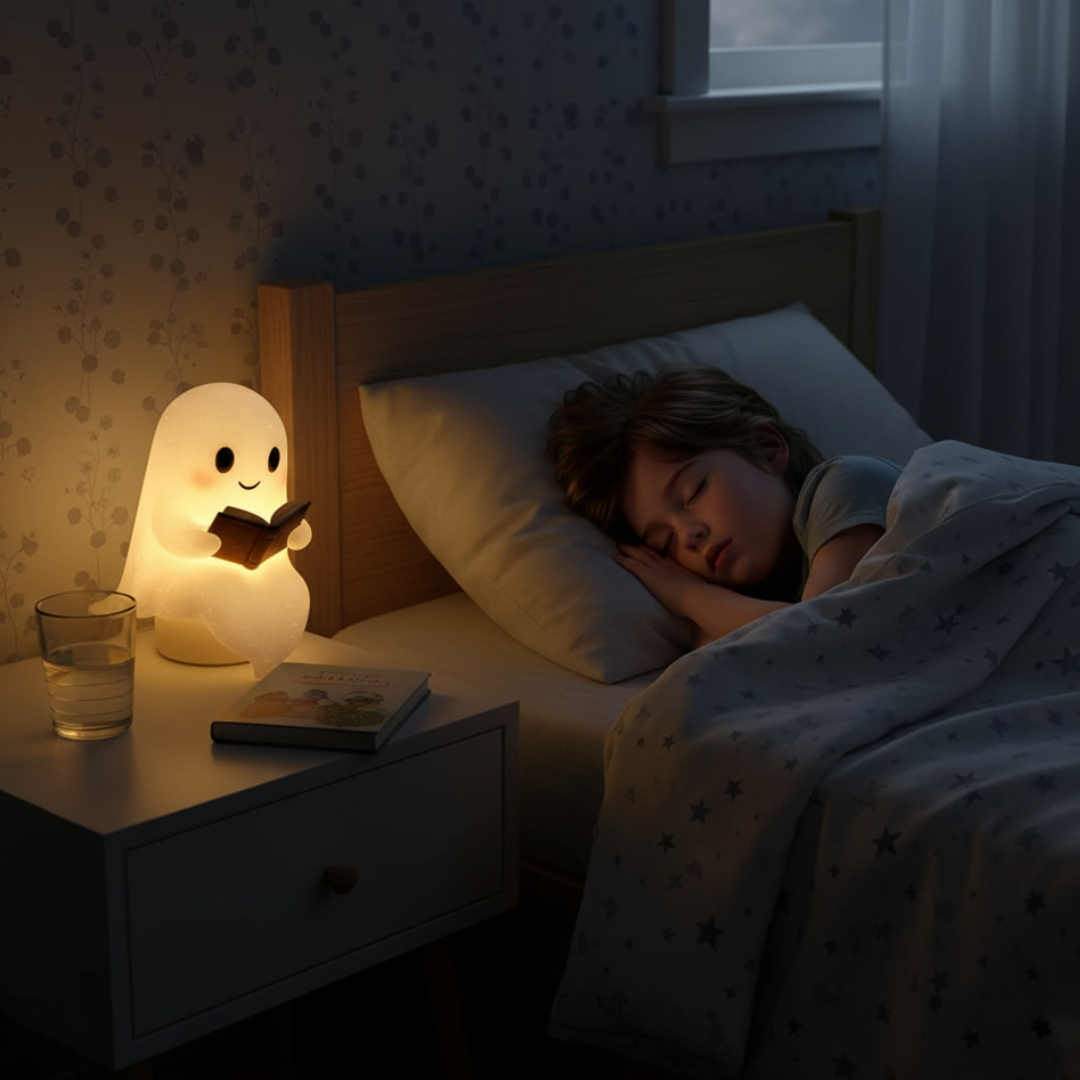 Lámpara de mesa Fantasma Luz nocturna cálida LED Decoración para mesita de noche
