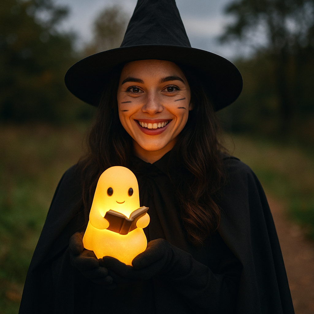 Lámpara de mesa Fantasma Luz nocturna cálida LED Decoración para mesita de noche