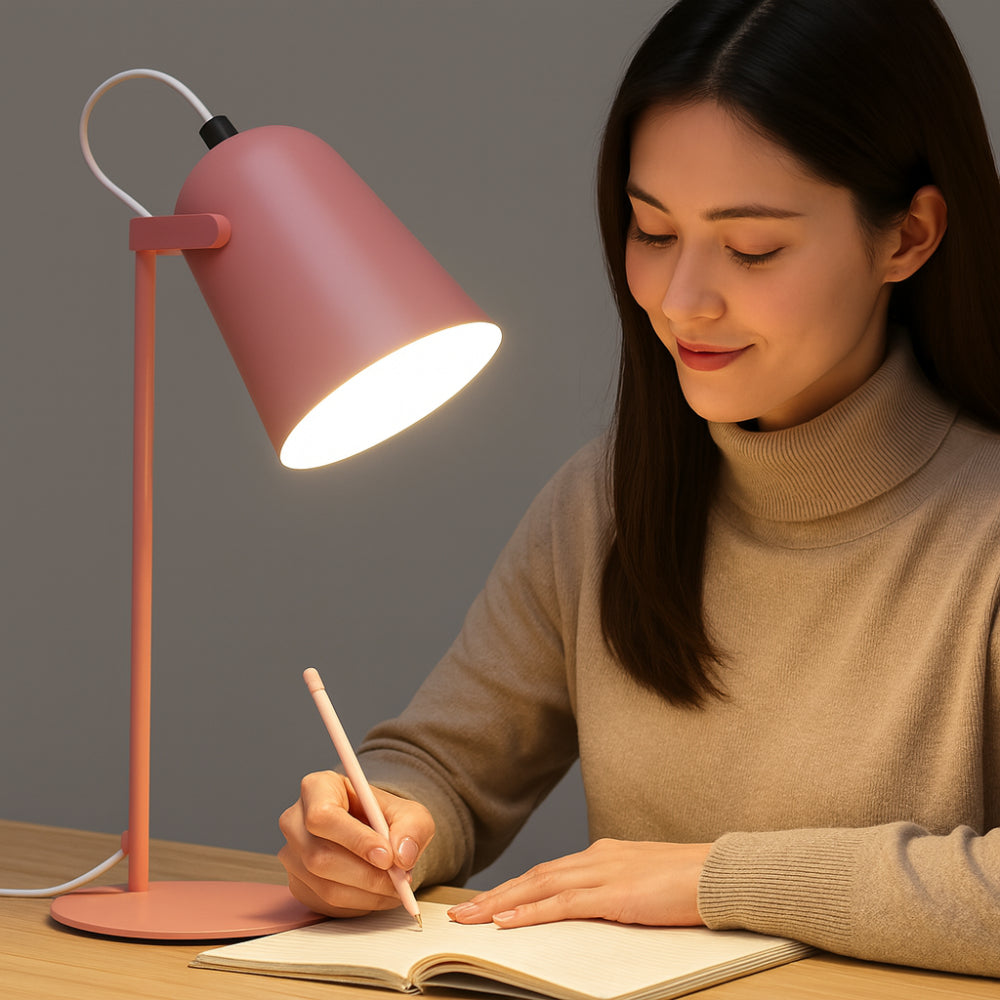 Lámpara de mesa giratoria de metal con luz de escritorio ajustable