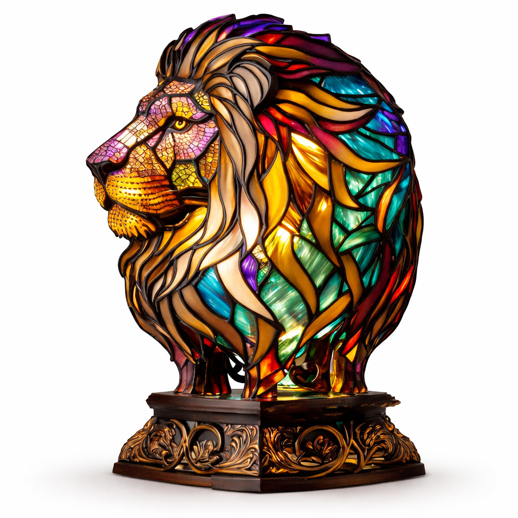 Bordlampe LED Dyrefigur Farverig Glas Look Natlampe