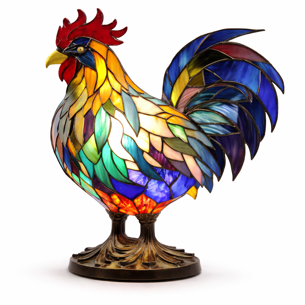 Bordlampe LED Dyrefigur Farverig Glas Look Natlampe