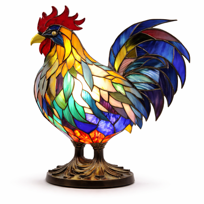 Bordlampe LED Dyrefigur Farverig Glas Look Natlampe