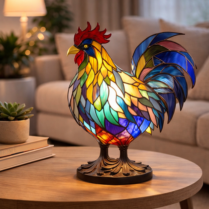 Bordlampe LED Dyrefigur Farverig Glas Look Natlampe