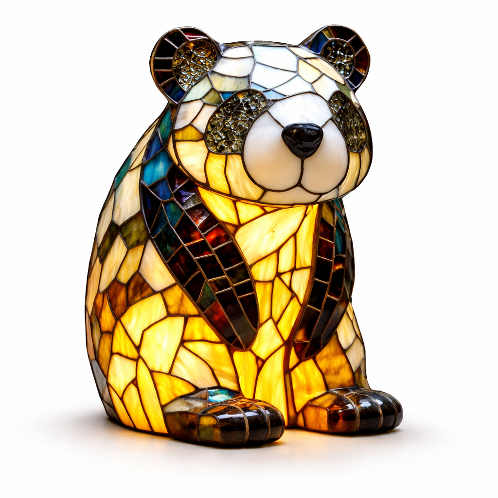 Bordlampe LED Dyrefigur Farverig Glas Look Natlampe