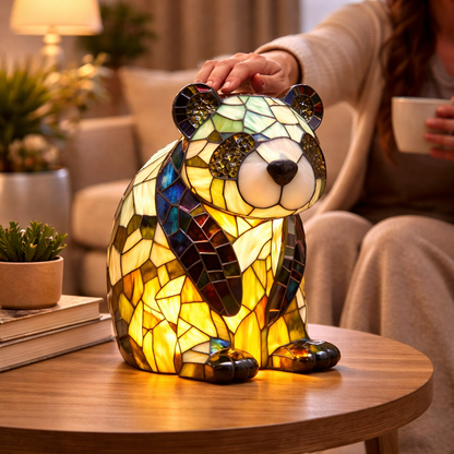 Bordlampe LED Dyrefigur Farverig Glas Look Natlampe