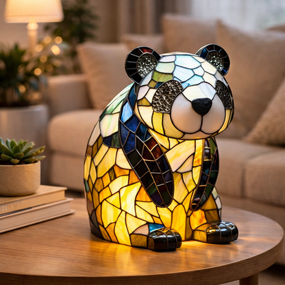 Bordlampe LED Dyrefigur Farverig Glas Look Natlampe
