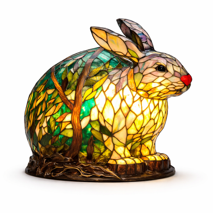Bordlampe LED Dyrefigur Farverig Glas Look Natlampe