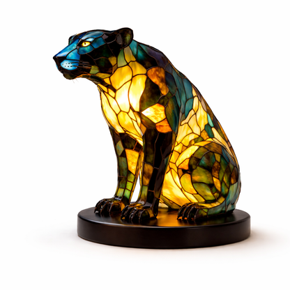 Bordlampe LED Dyrefigur Farverig Glas Look Natlampe