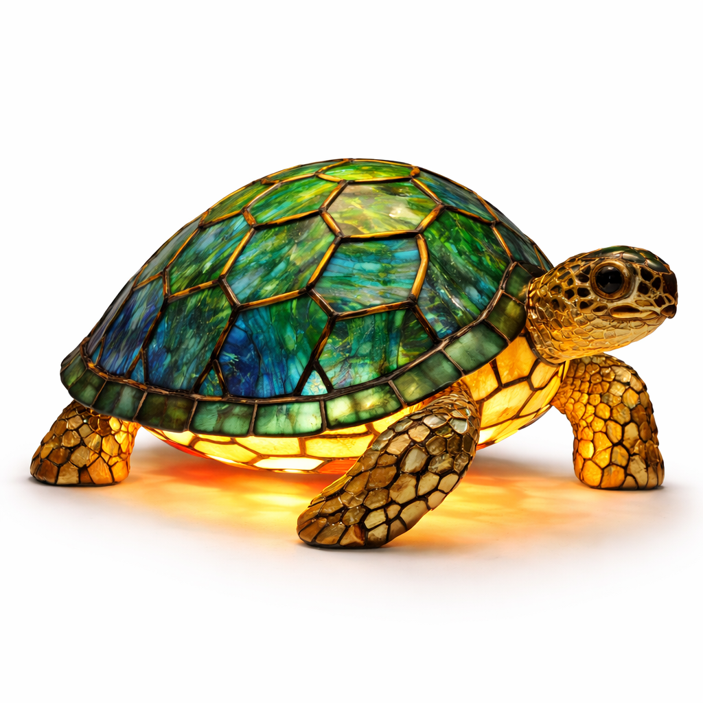 Bordlampe LED Dyrefigur Farverig Glas Look Natlampe
