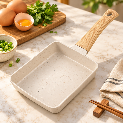 Tamagoyaki-Pfanne, Omelette-Pfanne, antihaftbeschichtet, rechteckig, mit Deckel