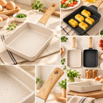 Tamagoyaki-Pfanne, Omelette-Pfanne, antihaftbeschichtet, rechteckig, mit Deckel