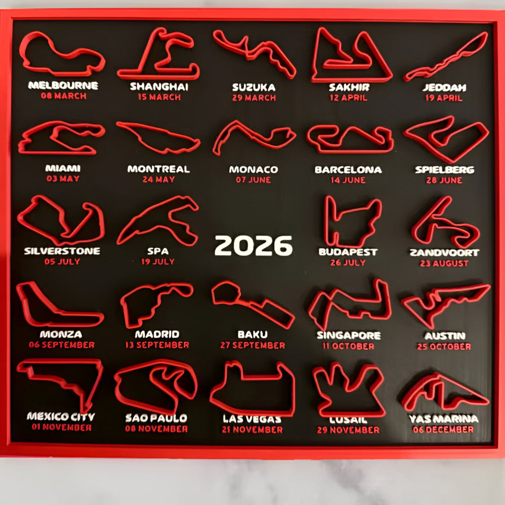 Kalender Rennbahn Wandkunst Anzeigetafel 2026