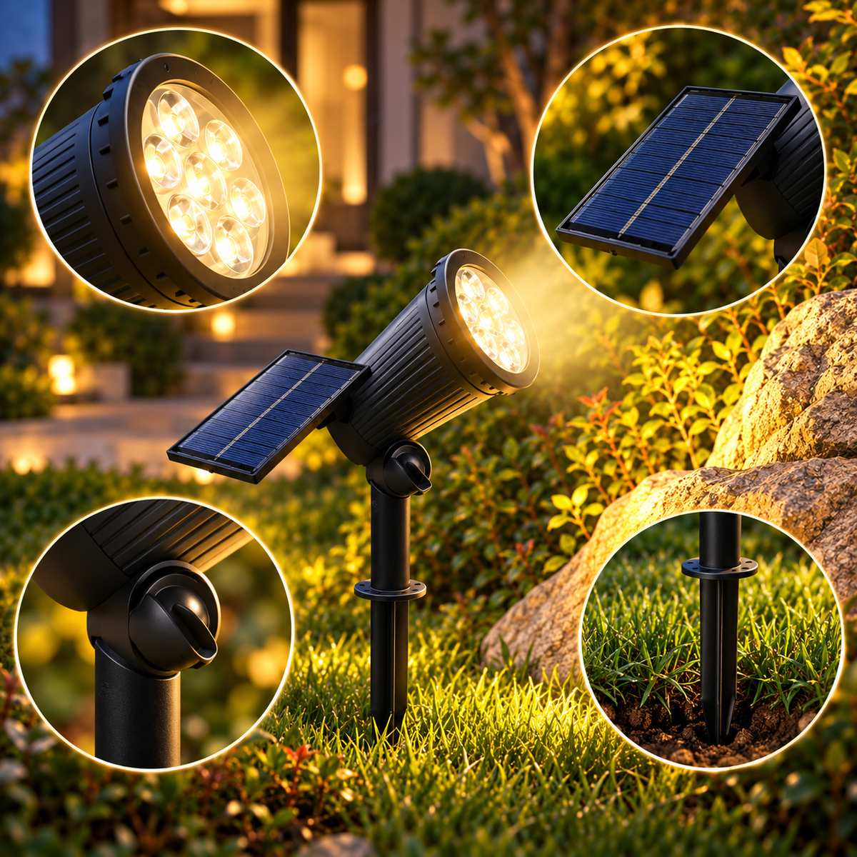 Tilt Solar Spotlight Landscape Garden Path LED