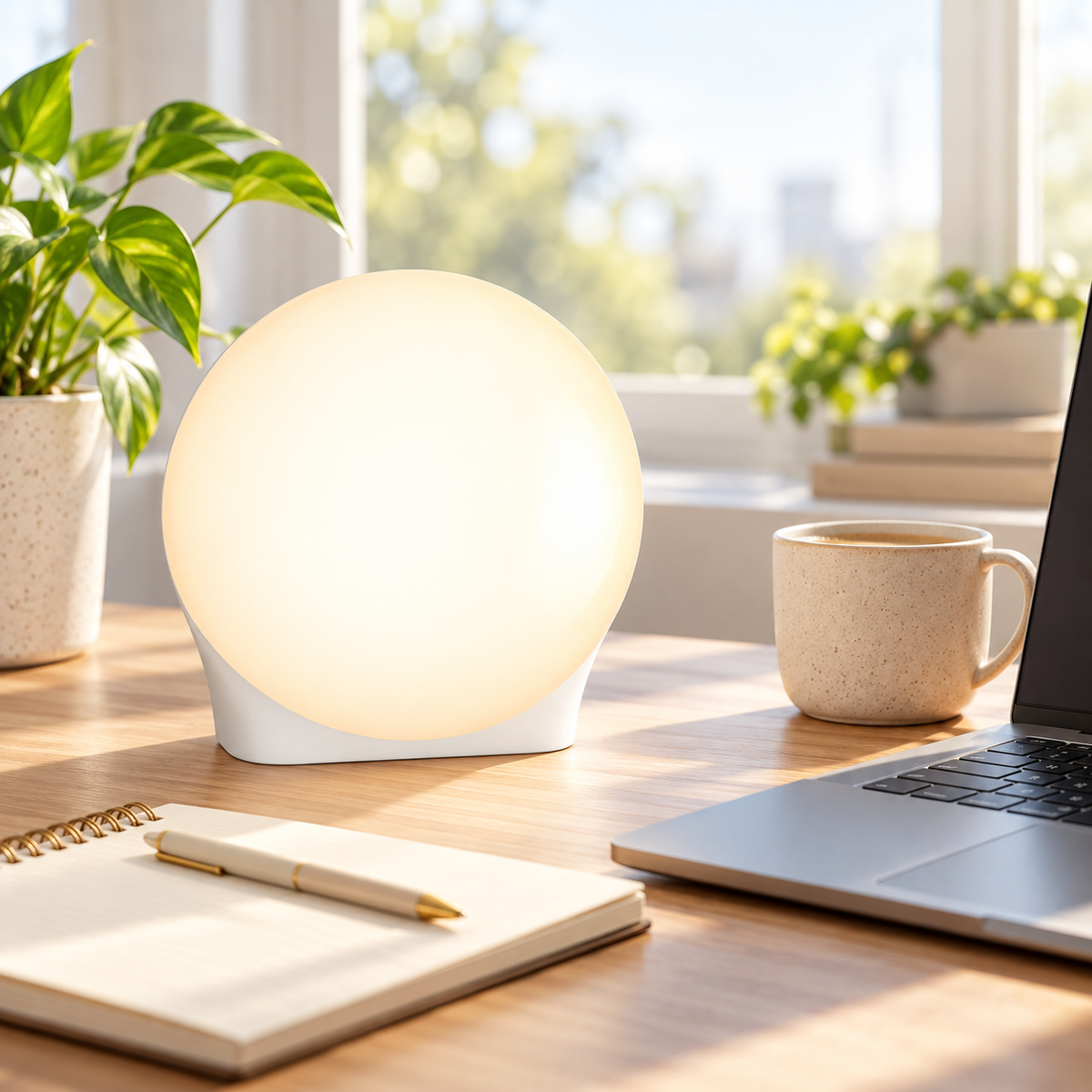 LED-lysterapilampe med timer, kompakt og transportabelt design