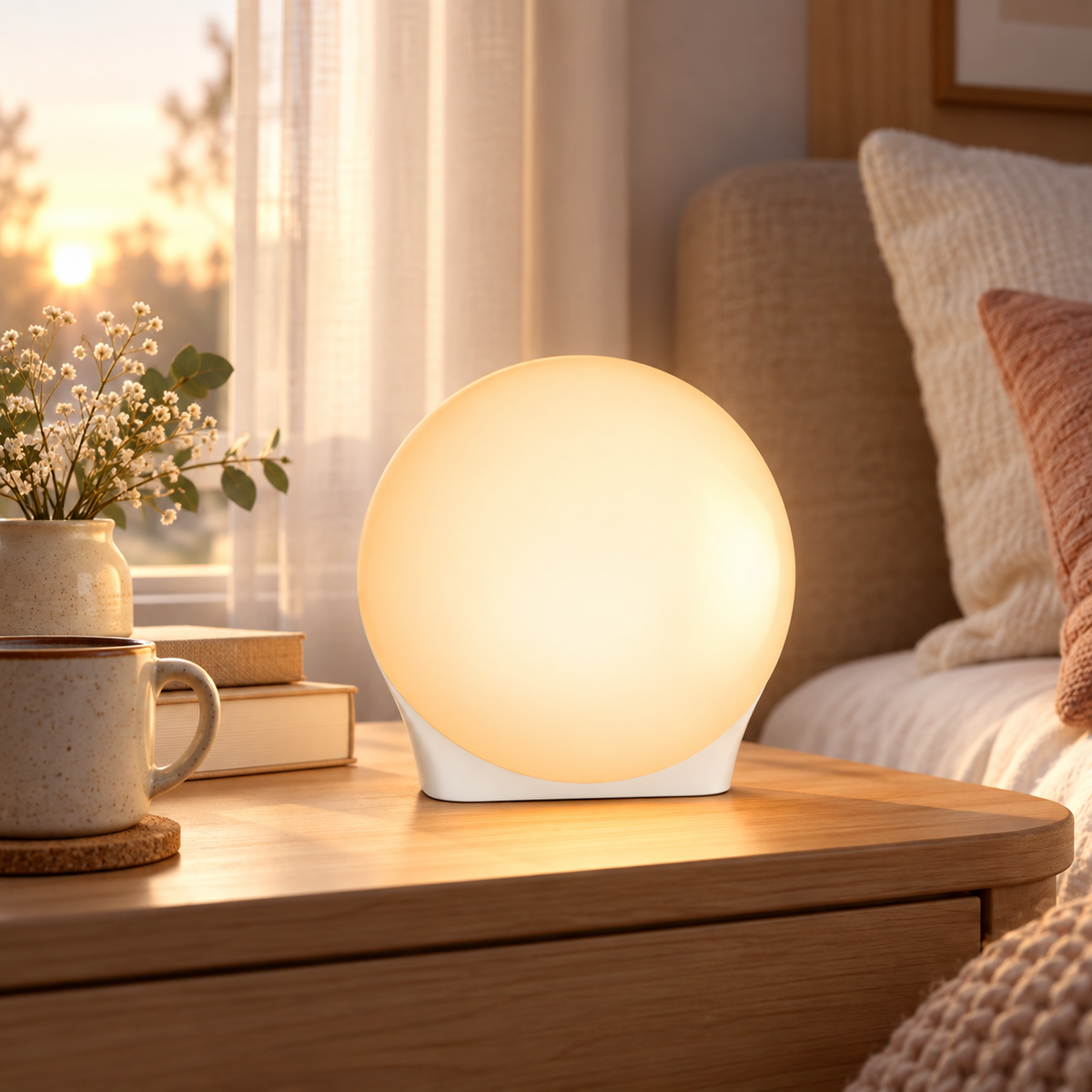 LED-lysterapilampe med timer, kompakt og transportabelt design